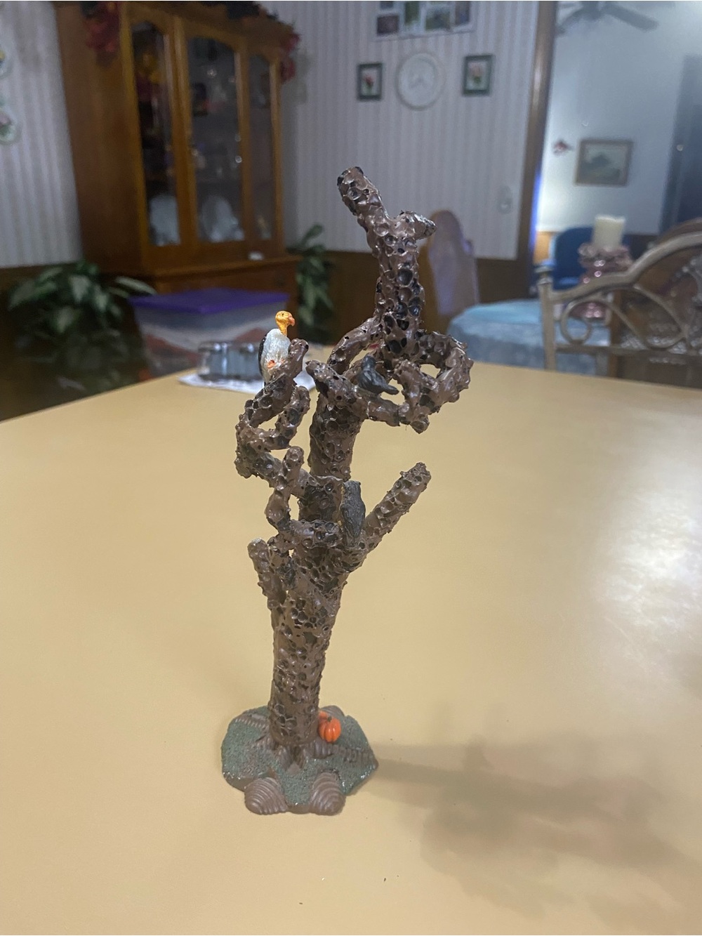 Lemax Brown Spooky Tree Figurine with Orange Pumpkin Accent